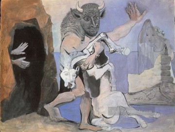 Minotaure et jument morte devant une grotte Gesicht a une fille au voile 1936 Kubisten Ölgemälde